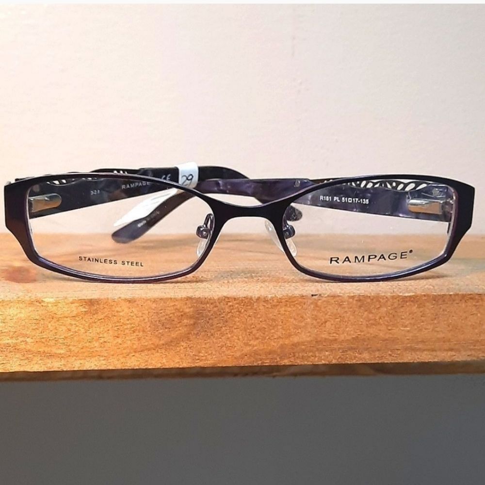 NEW prescription-ready Eyeglass Frame, purple STAINLESS STEEL, Rampage 51-17-135